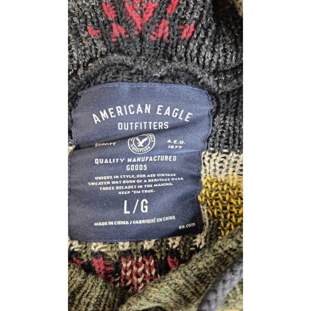 American Eagle Outfitters 100% COTTON Aztec Pullover Hoodie‎ Sweater Mens Large